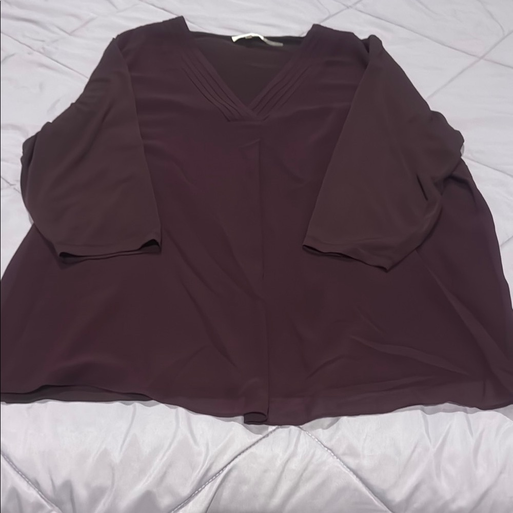 Calvin Klein Purple 3/4 Sleeve Relaxed Blouse
